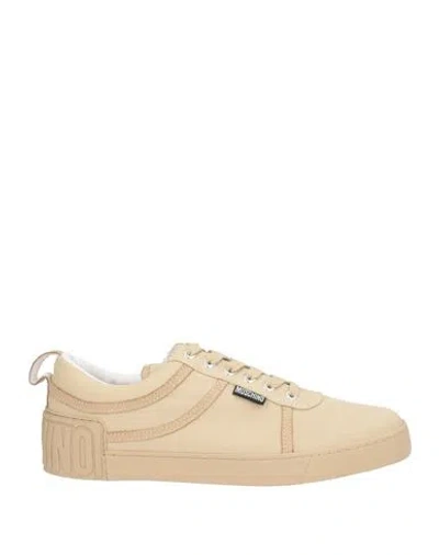Moschino Man Sneakers Beige Size 10 Textile Fibers In Neutral