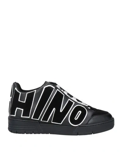 Moschino Man Sneakers Black Size 8 Leather, Textile Fibers