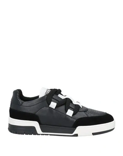 Moschino Leather Lace-up Sneakers In Black
