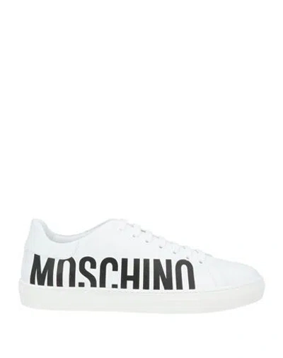 Moschino Man Sneakers White Size 8 Leather In Animal Print