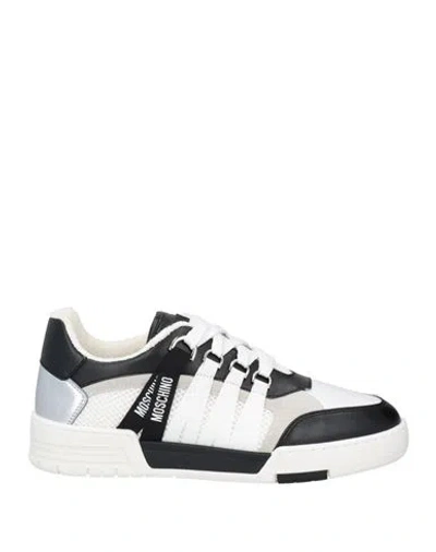 Moschino Man Sneakers White Size 9 Leather, Textile Fibers