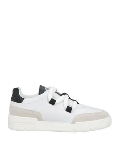 Moschino Man Sneakers White Size 9 Calfskin, Textile Fibers