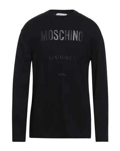 Moschino Man Sweater Black Size 40 Cotton, Cashmere