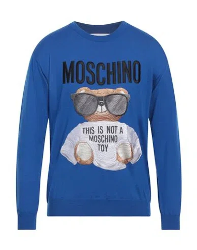 Moschino Man Sweater Blue Size 40 Virgin Wool
