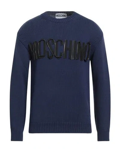 Moschino Man Sweater Blue Size 44 Cotton, Polyamide
