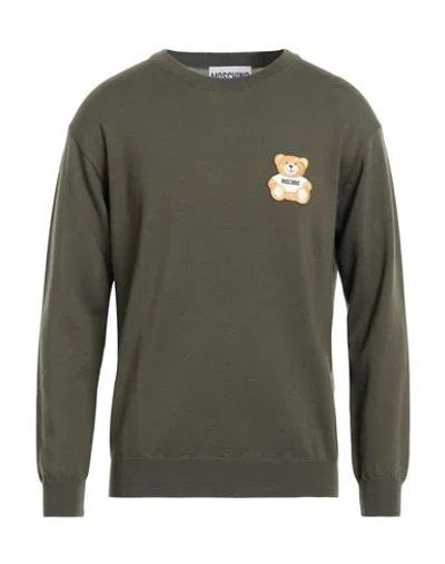 Moschino Man Sweater Dark Green Size 40 Virgin Wool, Polyamide, Elastane