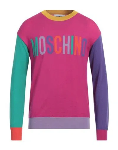 Moschino Man Sweater Fuchsia Size 36 Virgin Wool, Polyamide, Elastane In Pink