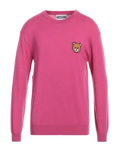 Moschino Man Sweater Fuchsia Size 44 Virgin Wool, Polyamide, Elastane In Pink