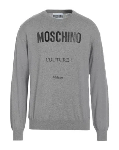Moschino Man Sweater Grey Size 40 Cotton, Cashmere In Gray