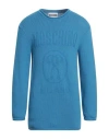 Moschino Man Sweater Pastel Blue Size 42 Cotton, Polyamide