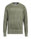 Moschino Man Sweater Sage Green Size 42 Cotton In Sage Green