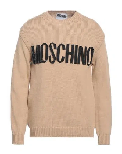 Moschino Man Sweater Sand Size 40 Cotton, Polyamide In Beige
