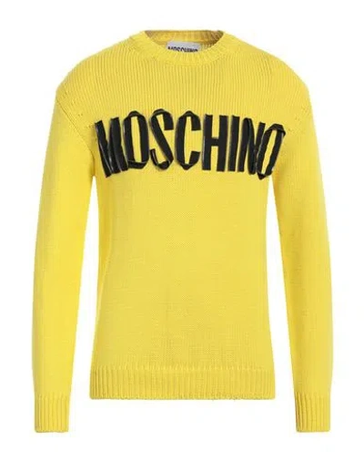 Moschino Man Sweater Yellow Size 36 Cotton, Polyamide