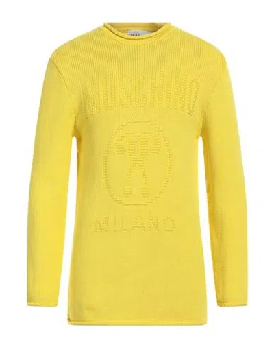 Moschino Man Sweater Yellow Size 44 Cotton, Polyamide