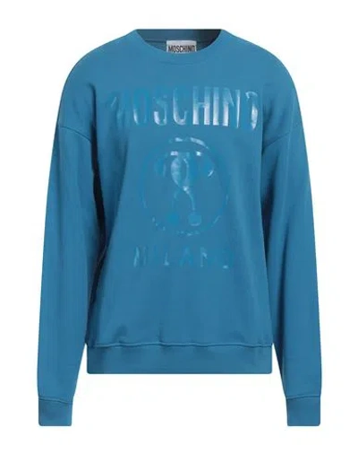 Moschino Man Sweatshirt Azure Size 42 Cotton In Blue