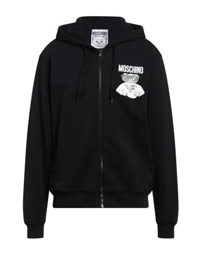 Moschino Man Sweatshirt Black Size 40 Cotton In Black
