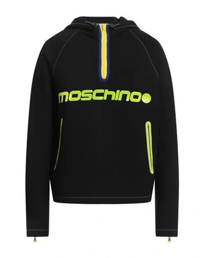 Moschino Man Sweatshirt Black Size 40 Viscose, Elastane