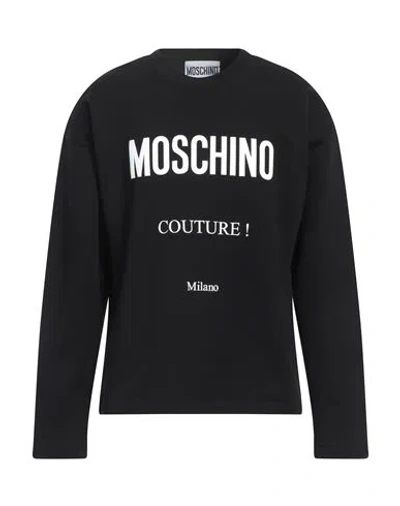 Moschino Man Sweatshirt Black Size 44 Cotton In Metallic