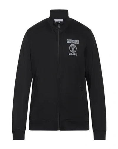 Moschino Man Sweatshirt Black Size 40 Polyester, Cotton, Elastane