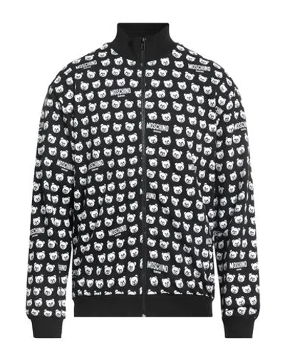 Moschino Man Sweatshirt Black Size M Cotton, Elastane