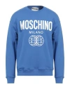 Moschino Man Sweatshirt Blue Size 44 Organic Cotton In Blue