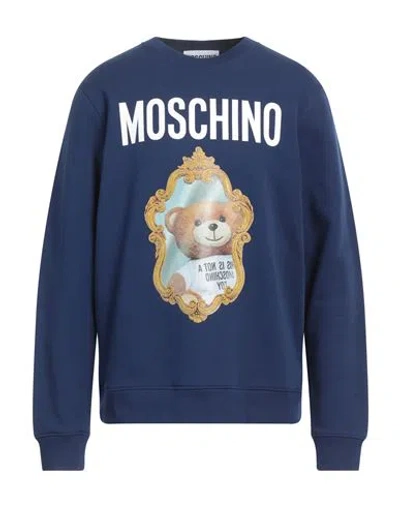 Moschino Man Sweatshirt Blue Size 42 Cotton