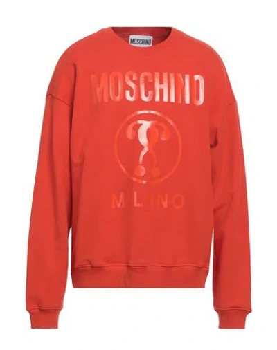 Moschino Man Sweatshirt Orange Size 46 Cotton