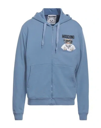 Moschino Man Sweatshirt Pastel Blue Size 40 Cotton