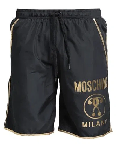 Moschino Man Swim Trunks Black Size Xl Polyester, Polyurethane