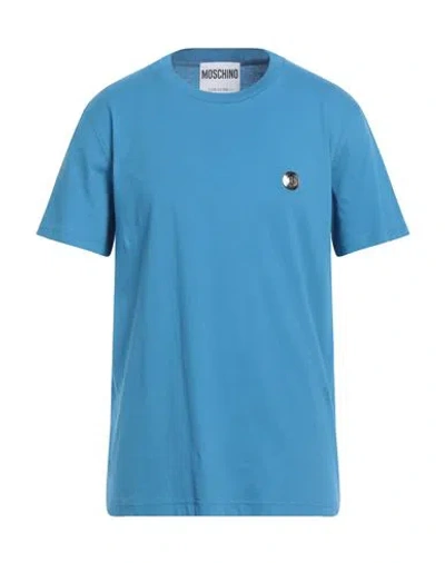 Moschino Man T-shirt Azure Size 36 Cotton In Blue