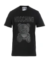 Moschino Teddy Bear Rubberised Cotton T-shirt In Black