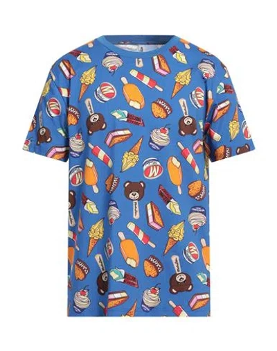 Moschino Swim Man T-shirt Blue Size L Cotton, Elastane