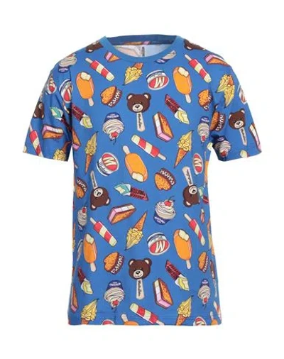 Moschino Man T-shirt Blue Size M Cotton, Elastane