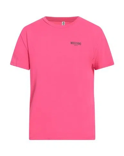 MOSCHINO MOSCHINO MAN T-SHIRT FUCHSIA SIZE M COTTON, ELASTANE