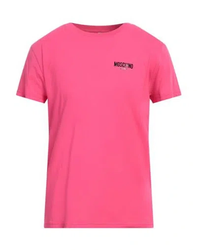Moschino Man T-shirt Fuchsia Size M Cotton, Elastane In Pink