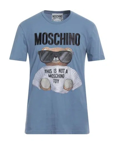 Moschino Man T-shirt Light Blue Size 46 Cotton