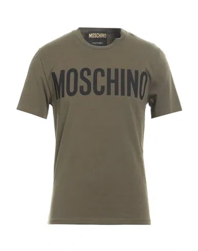 Moschino Man T-shirt Military Green Size 44 Cotton In Brown