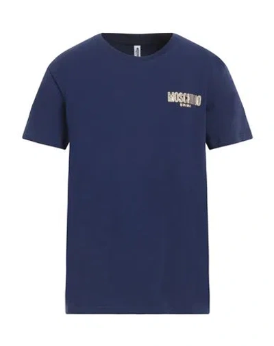 Moschino Man T-shirt Navy Size Xxl Cotton, Elastane In Navy Blue