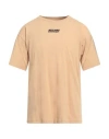 Moschino Logo-embroidered Cotton T-shirt In Beige