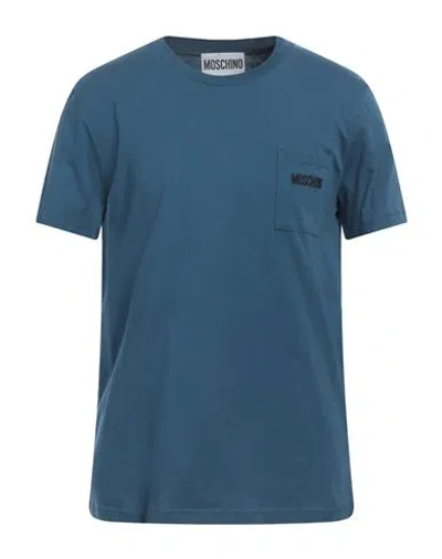 Moschino Man T-shirt Slate Blue Size 40 Cotton In Blue
