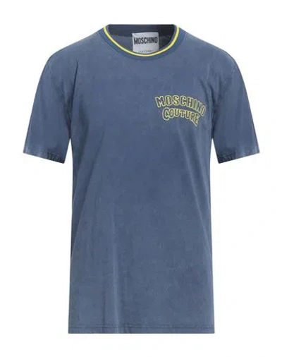 Moschino Man T-shirt Slate Blue Size 46 Cotton