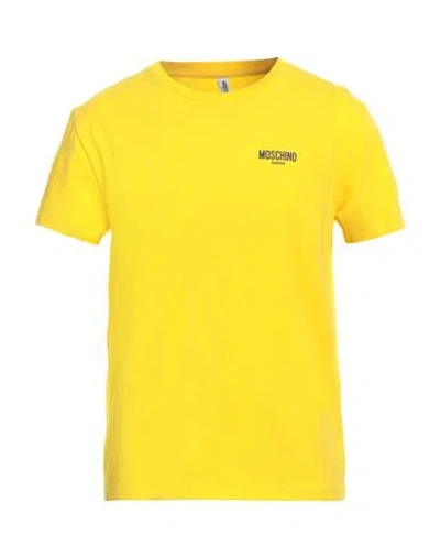 MOSCHINO MOSCHINO MAN T-SHIRT YELLOW SIZE M COTTON, ELASTANE