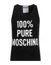 Moschino Ribbed Cotton Graphic Print Top In Black