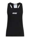 Moschino Embroidered-logo Ribbed Tank Top In Black