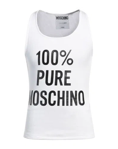 Moschino Man Tank Top White Size 42 Cotton, Elastane