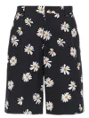 Moschino All-over Daisy Print Bermuda Shorts In Black