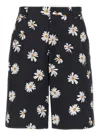 Moschino All-over Daisy Print Bermuda Shorts In Black