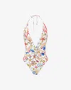 Moschino Marine Print One-piece Swimsuit In White