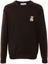 Moschino Ribbed Knit Crewneck Sweater In Marrone