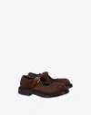 Moschino Buckled Suede Loafers In Brown